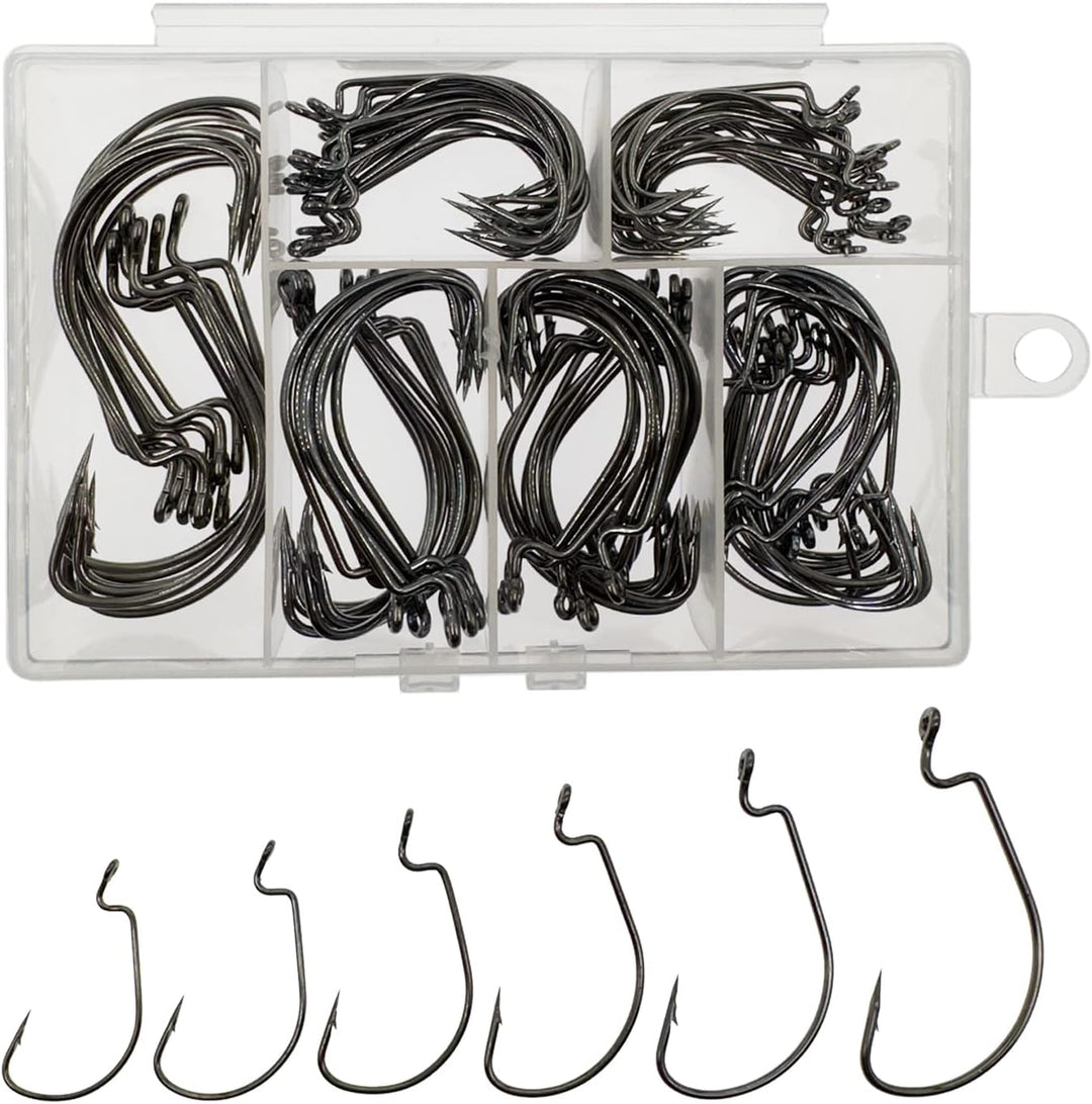 Ghosthorn Ghosthorn Worm Hooks for Bass Fishing Hooks, 110pcs Bass Hoo