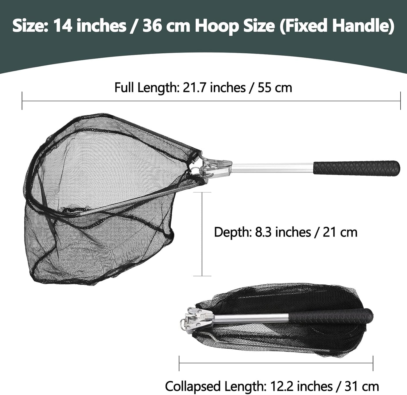 Ghosthorn Hand-held fishing nets Yeahmart Fishing Net Minnow Nets with Aluminum Collapsible Telescopic Fishing Pole Handle and Nylon Mesh, Small Fishing Landing Net for Saltwater Freshwater, Kids, Men, Women, Extends to 21-75 inch
