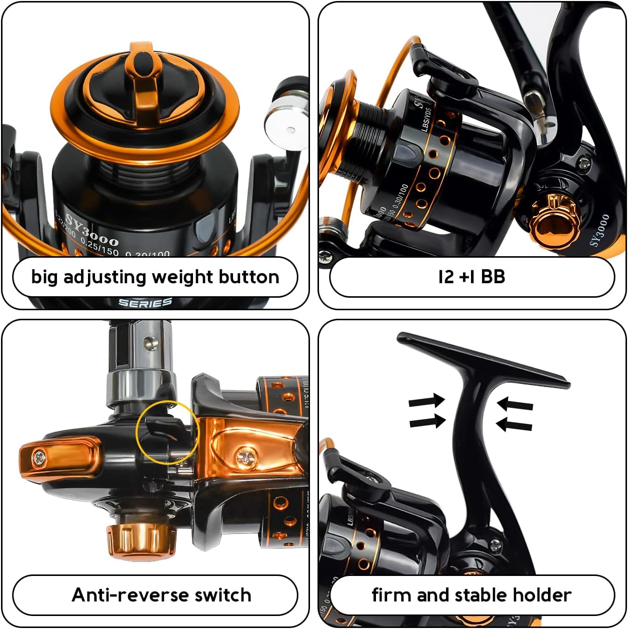 Ghosthorn Fishing reels Summer and Centron Spinning Reels, 12 +1 BB Light Weight & Ultra Smooth Reel for Ice/Summer 3000/1000 Fishing Reel by QINGLER - Ghosthorn