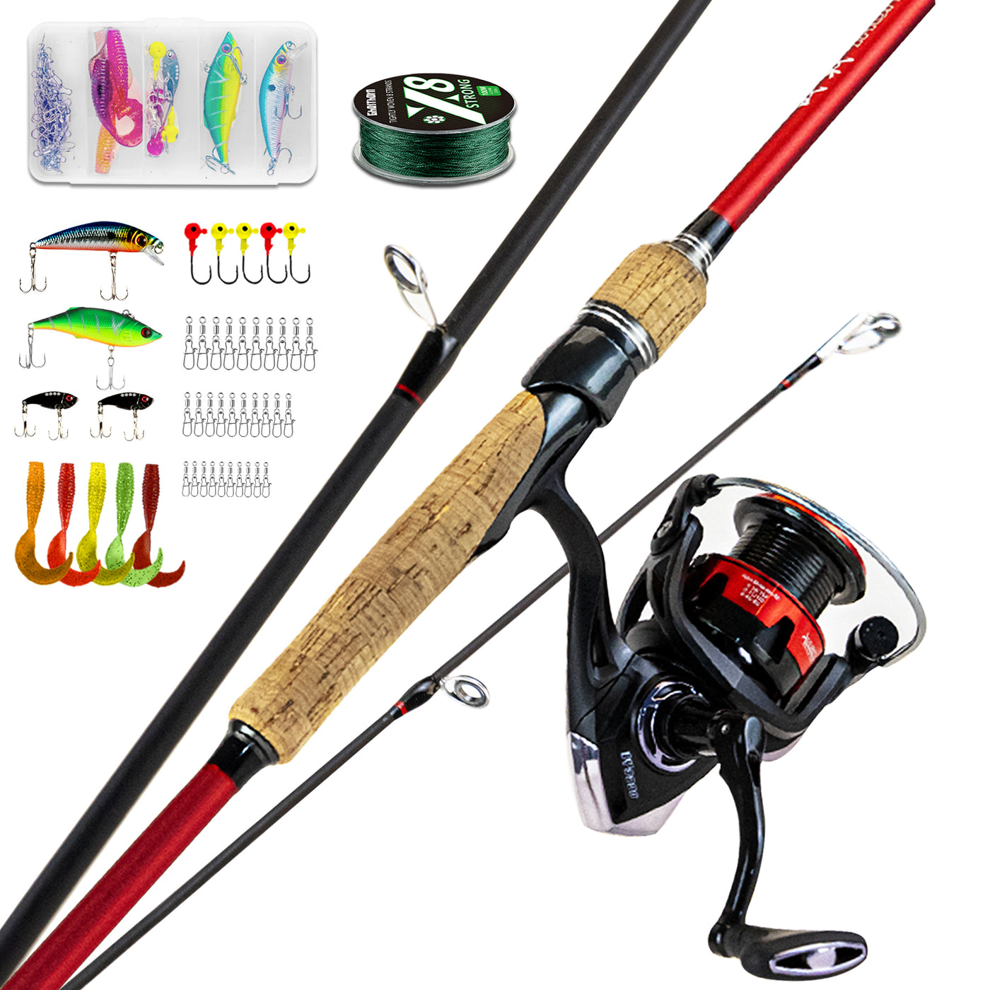 3 Piece Ghosthorn Fishing Rod and Reel Combo, Baitcasting Reel Travel 3 Piece Ghosthorn Fishing Rod and Reel Combo, Baitcasting Reel Travel