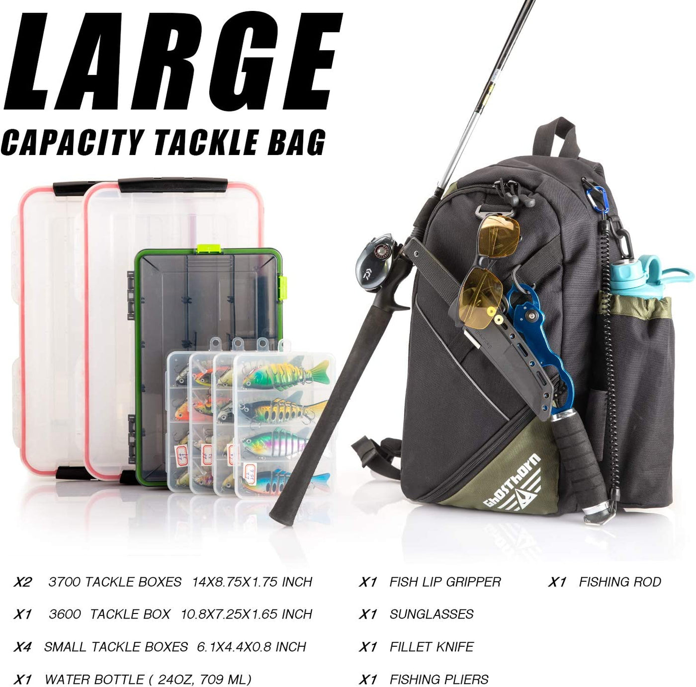 fishing pole bag with rod holder Bag with Rod Holder Tackle Box Large – Ghosthorn