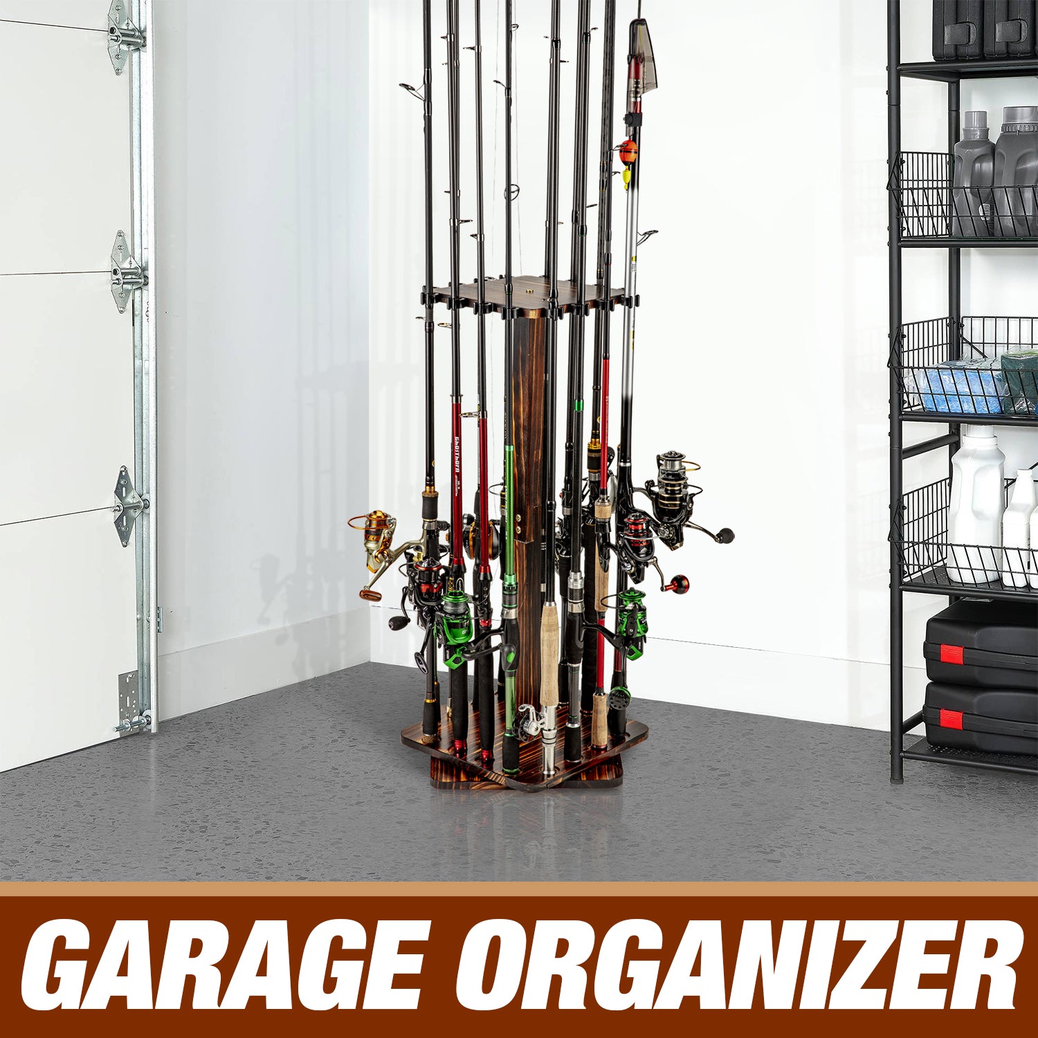 Ghosthorn Fishing Rod Holders for Garage Holds up to 10 Rods Wood Pole Rod  Rack