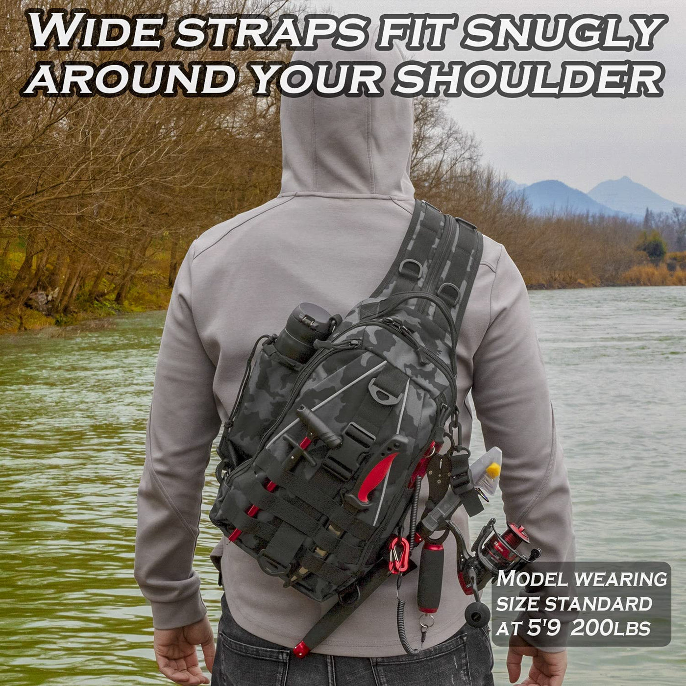 Fly Fishing Backpack & Vest Combo Grey Fly Fishing Vest Pack Fishing Sling  Pack With Hard Shell Storage for Tackle Gear and Accessories