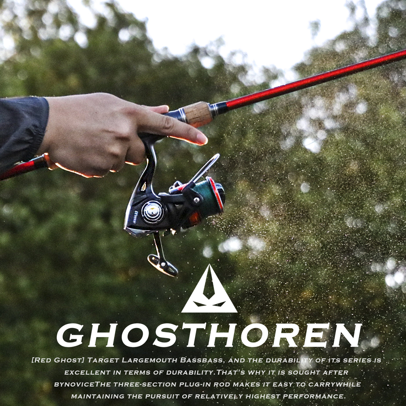 3 Piece Ghosthorn Fishing Rod and Reel Combo, Baitcasting Reel Travel 3 Piece Ghosthorn Fishing Rod and Reel Combo, Baitcasting Reel Travel