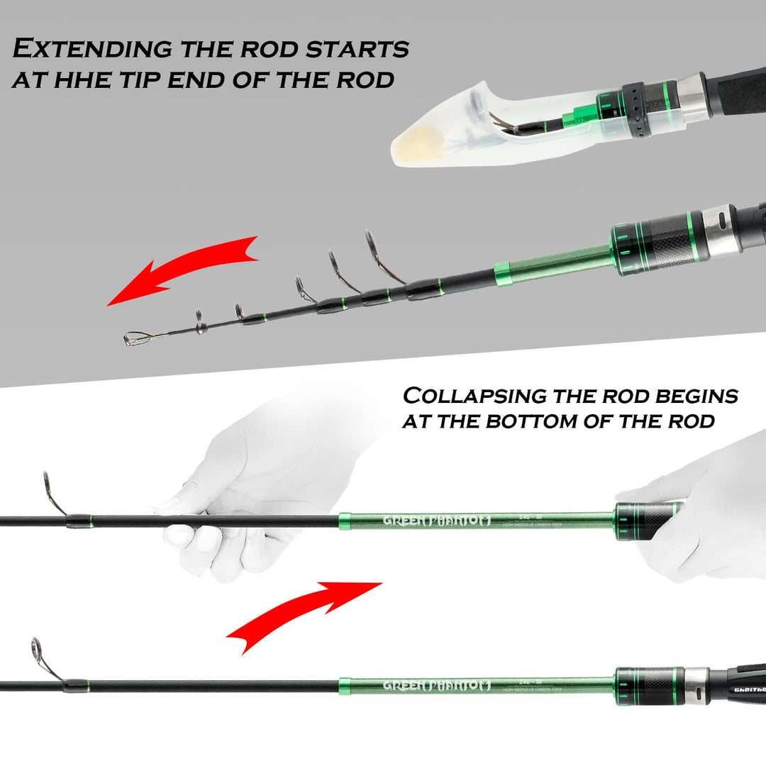 Ghosthorn Green Phantom Telescopic Fishing Rod and Reel Combos