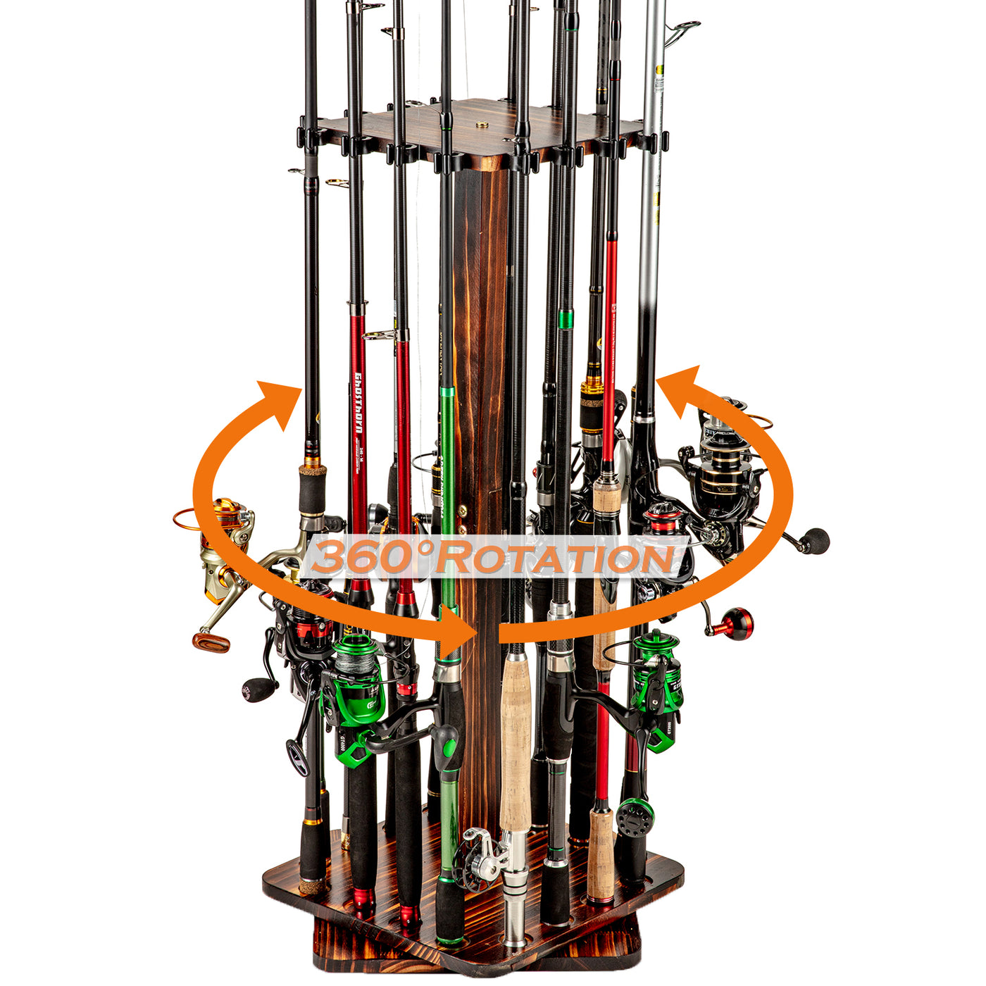 Fishing Rod Pole Holders Rack, 360 Degree Rotating Rod Pole Floor